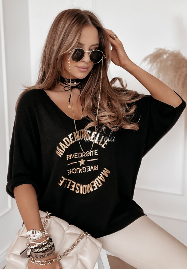 Ľahký sveter oversize Mademoiselle čierne
