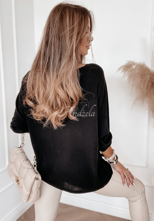 Ľahký sveter oversize Mademoiselle čierne