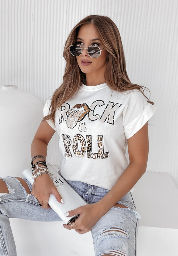 Tričko s potlačou Rock And Roll ecru