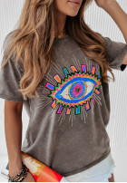 Tričko z ozdobną aplikacją Colorful Eye Sivá