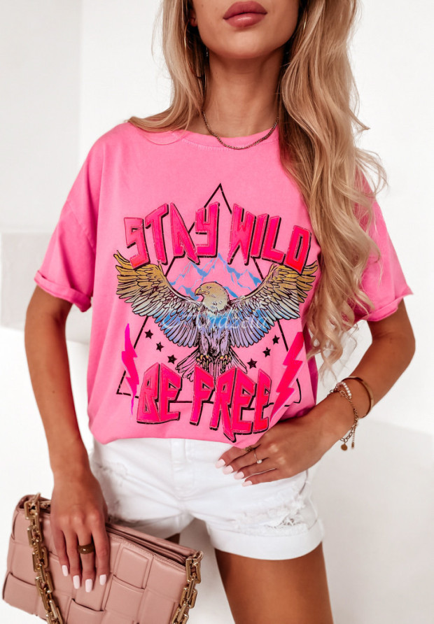 Tričko s potlačou Stay Wild ružový
