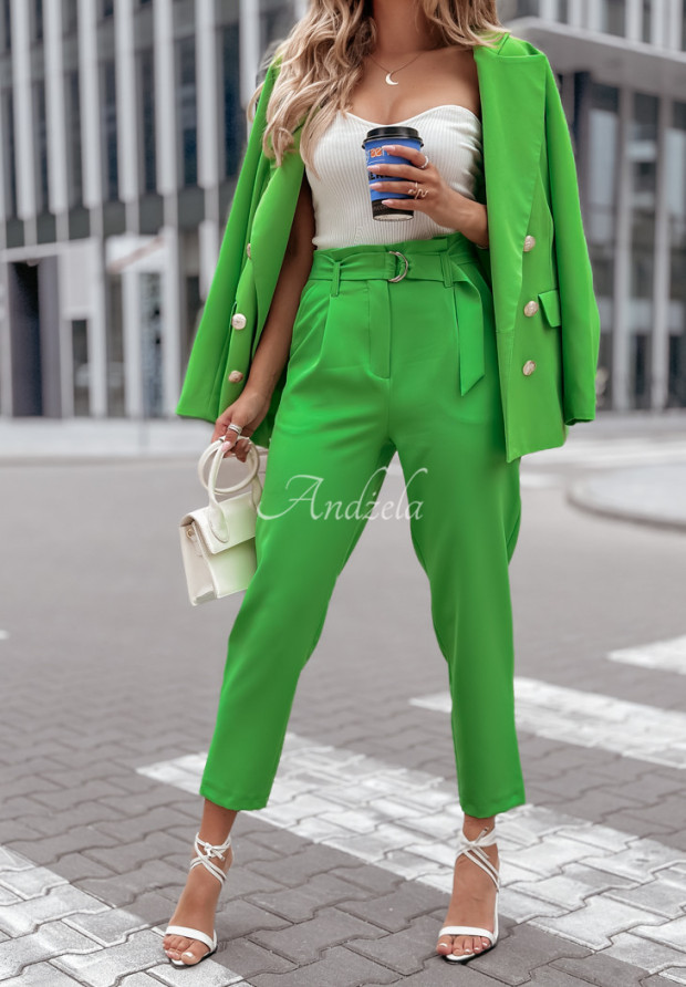 Elegantné nohavice s vysokým pásom First Impression zelené