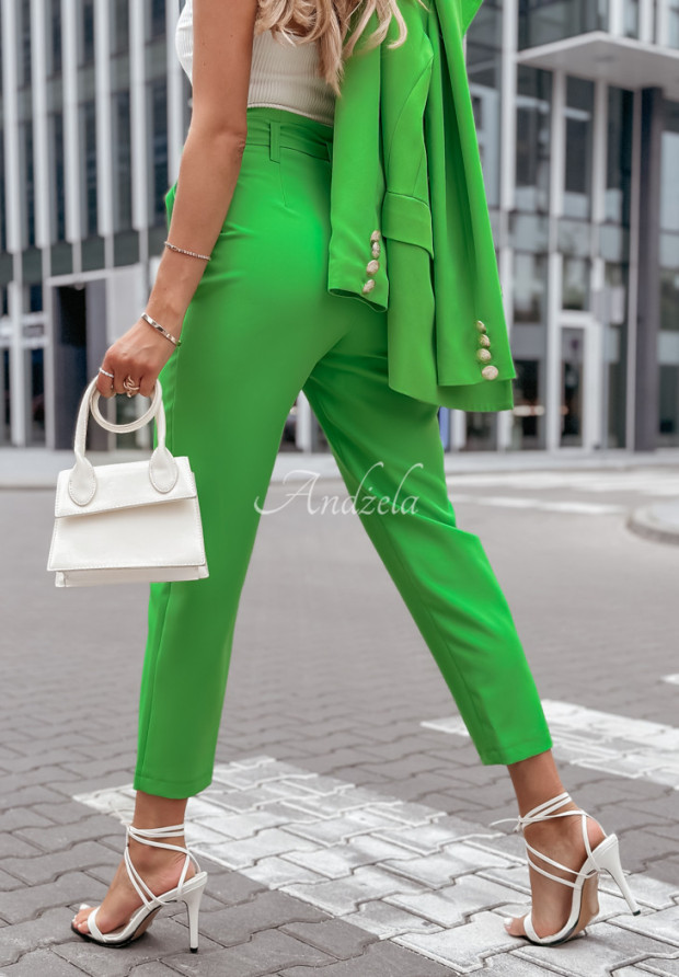 Elegantné nohavice s vysokým pásom First Impression zelené