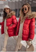 Prešívaná Bunda s kapucňou Lucky červená