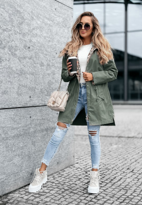 Bunda parka s kapucňou Lil Panther khaki