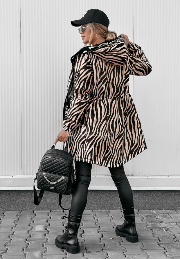 Dlhá bunda s potlačou zebry Shanti béžovo-čierna