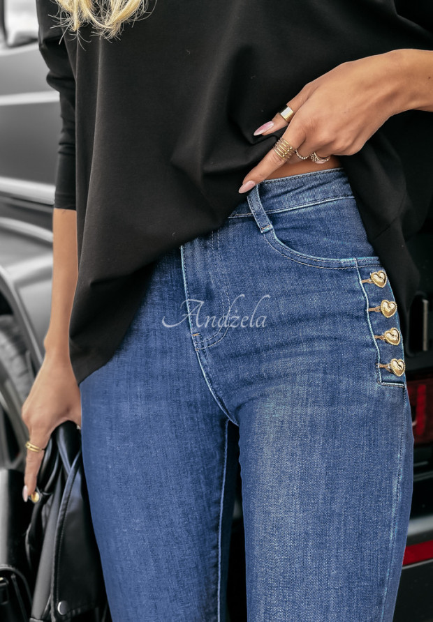 Džínsy skinny s gombíkmi Girl In Jeans modré