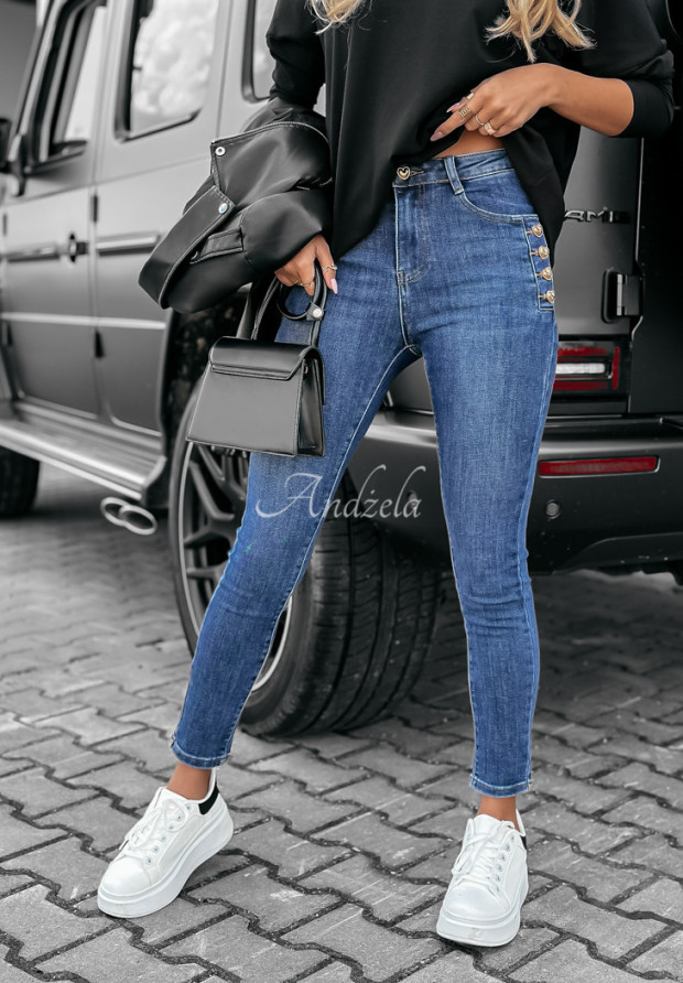 Džínsy skinny s gombíkmi Girl In Jeans modré