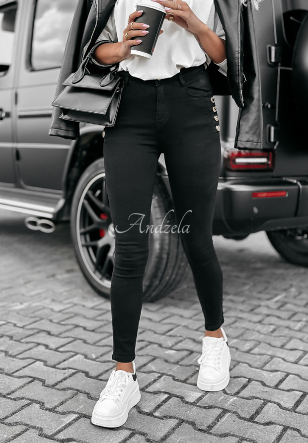 Džínsy skinny s gombíkmi Girl In Jeans čierne