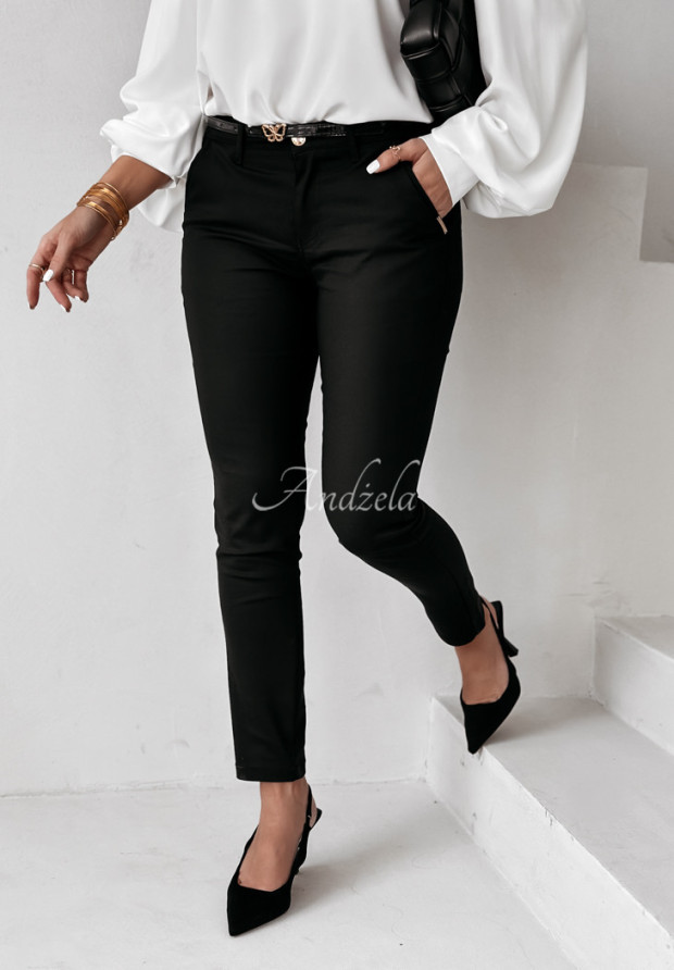 Elegantné nohavice s opaskom Admire čierne