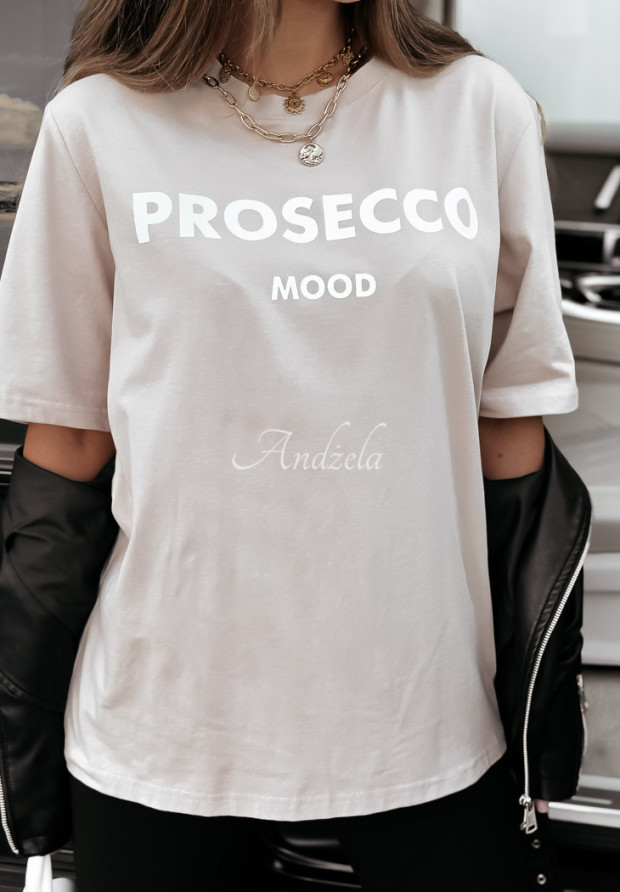 Tričko s potiskem Prosecco Mood bežový