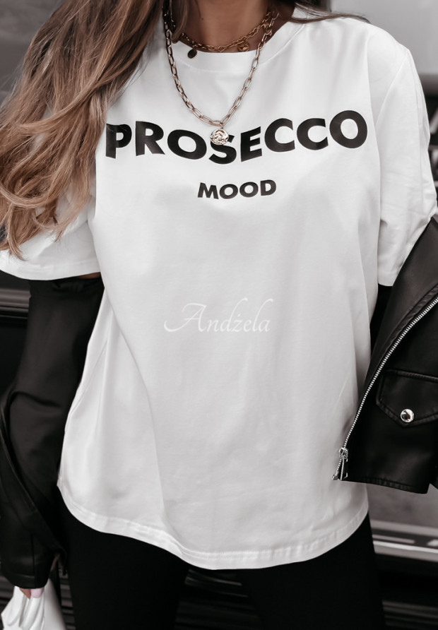 Tričko s potiskem Prosecco Mood Biela