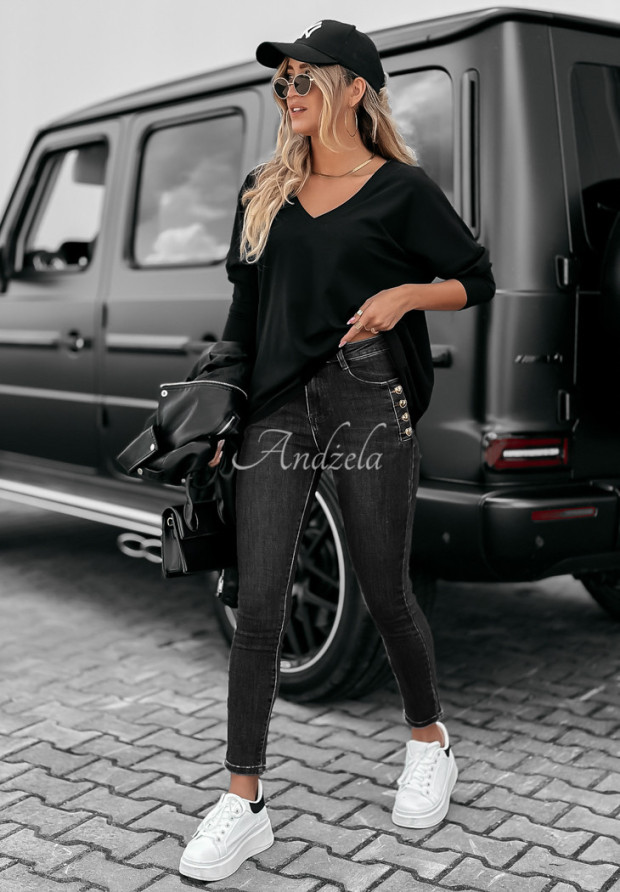 Džínsy skinny s gombíkmi Girl In Jeans tmavosivé