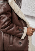 Dlhý Kabát z kożuchem Frosty Mountains čokoládový