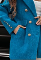 Kabát alpaka oversize z guzikami No Promises modrý