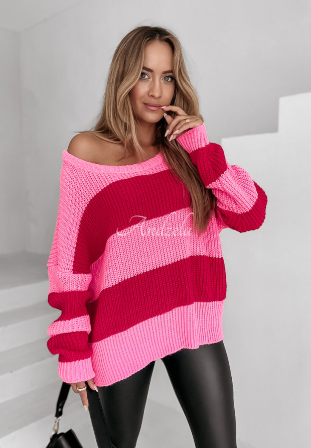 Pruhovaný sveter Soft Stripes ružový