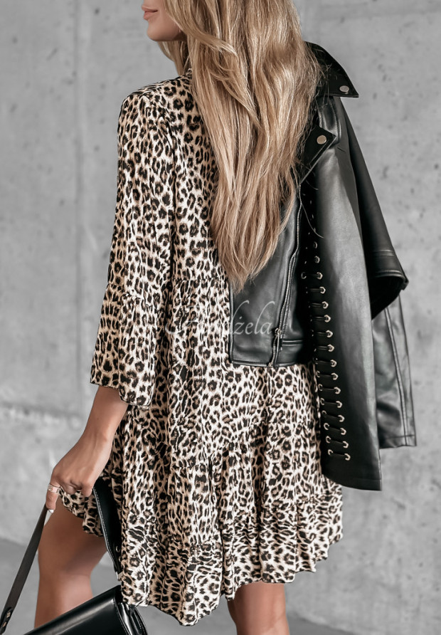 Šaty s volánikmi Panthania s leopardím vzorom
