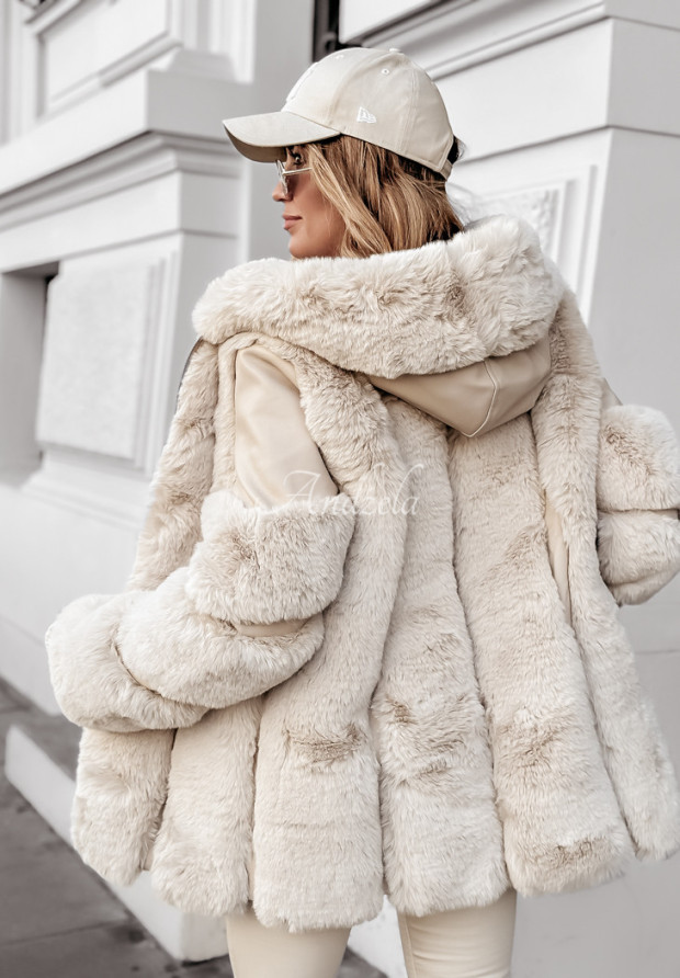 Kabát z imitácie kože s kožušinou Arctic Aura béžový