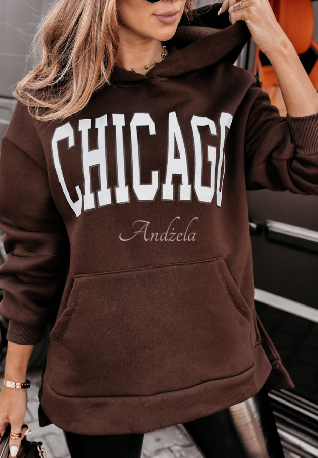 Mikina s kapucňou Chicago Lady čokoládová