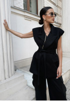 Dzianinowa Vesta z paskiem Outfit Of The Day čierna