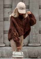 Sveter z ozdobnym splotem Cocomore Casual čokoládový