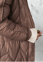 Długa Prešívaná Bunda s kapucňou Snowball Fight čokoládová