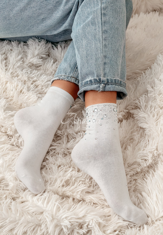 Ponožky s kryštálikmi Love To Shine biele
