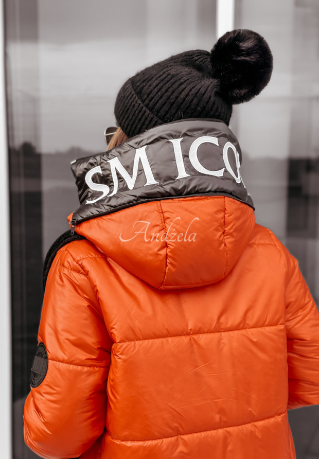 Prešívaná bunda s kapucňou This Season Icon oranžová