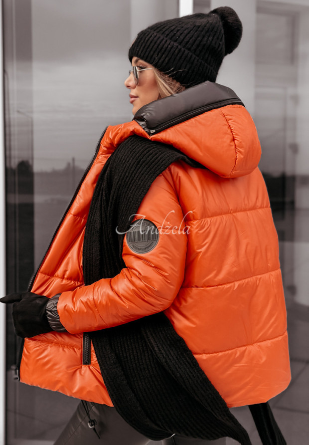 Prešívaná bunda s kapucňou This Season Icon oranžová