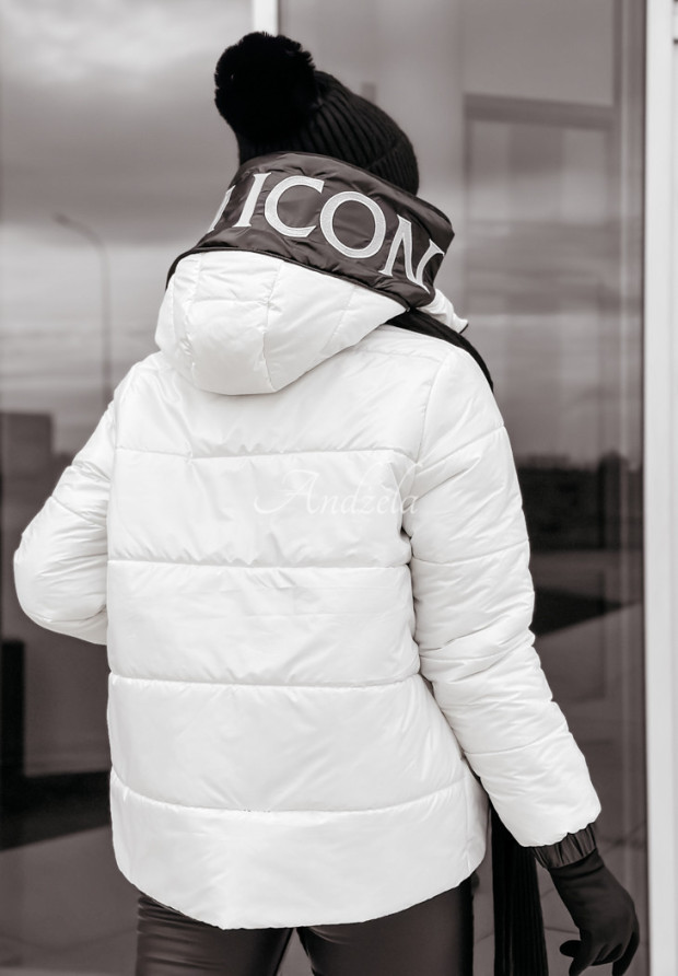 Prešívaná bunda s kapucňou This Season Icon Biela