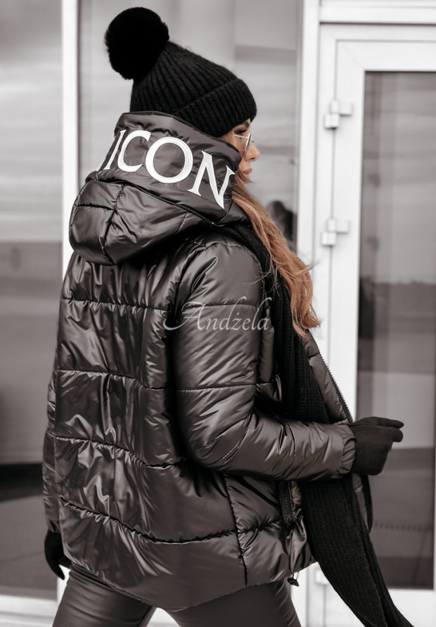 Prešívaná bunda s kapucňou This Season Icon čierna