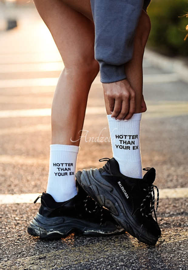 Dlhé ponožky Hotter Than Your Ex biele