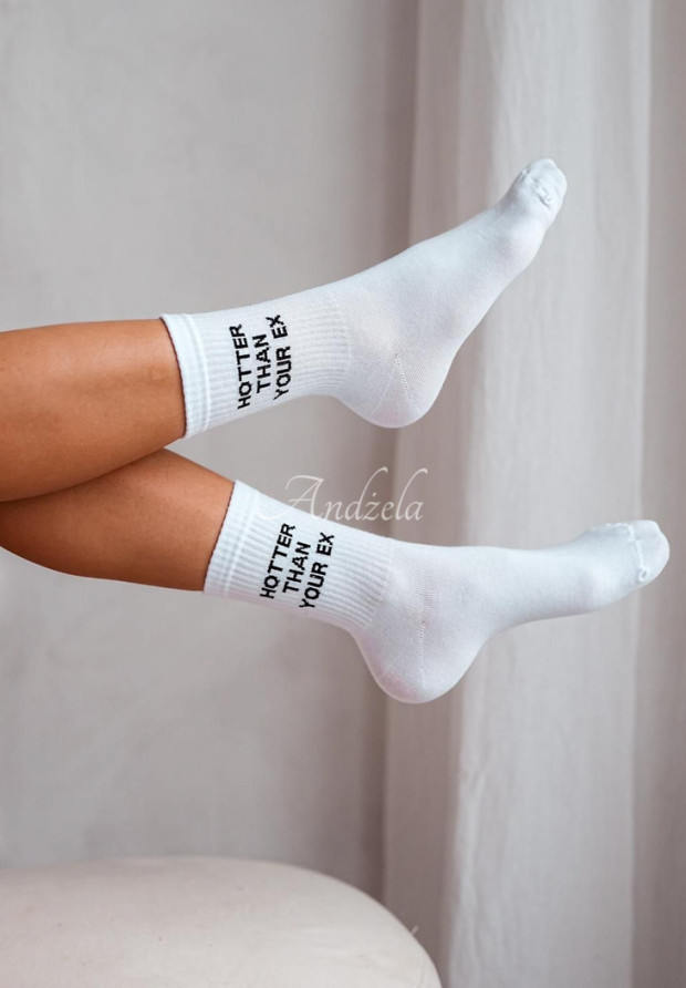 Dlhé ponožky Hotter Than Your Ex biele