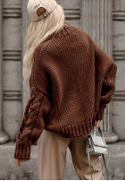 Sveter z ozdobnym splotem Cocomore Casual čokoládový