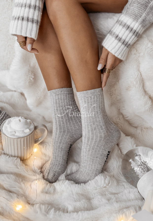 Rebrované ponožky Relaxed Fit sivé