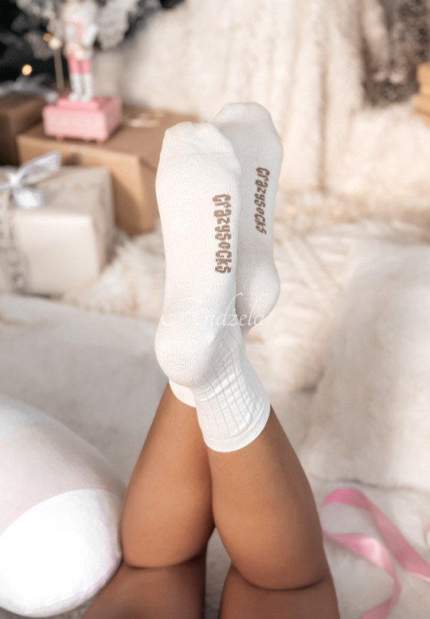 Rebrované ponožky Relaxed Fit ecru