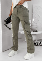 Nohavice džínosové z kieszeniami Roberts olivové