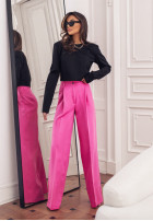 Elegantné látkové nohavice wide leg La Milla Be Bold ružové