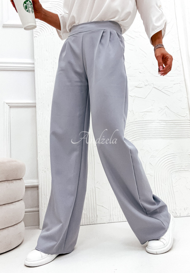 Elegantné nohavice wide leg Glamour Flow sivé