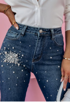 Nohavice džínosové z perełkami Pearl Essence modré