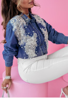 džínsová Košeľa z ozdobnymi aplikacjami Sparkles & Lace modrá
