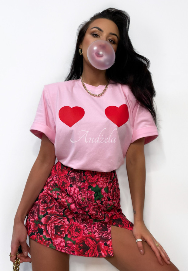 Tričko s potlačou La Milla Two Hearts ružový