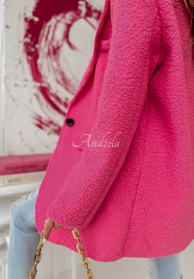 Kabát oversize s imitácie kožušiny Vicente ružový