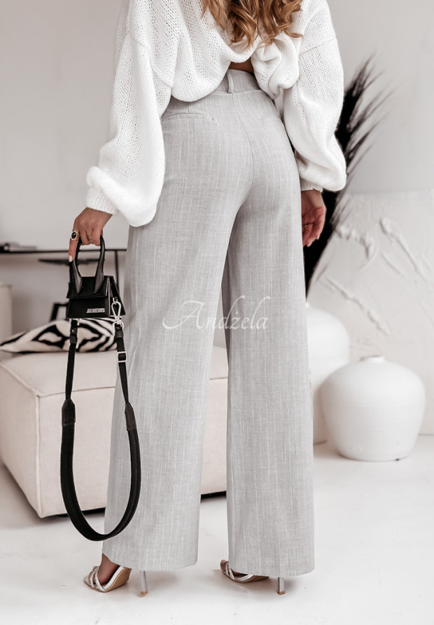 Elegantné nohavice wide leg pruhované Viserys sivé