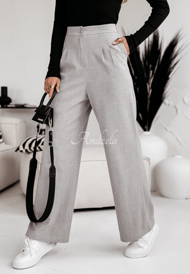 Elegantné nohavice wide leg Delacour sivé