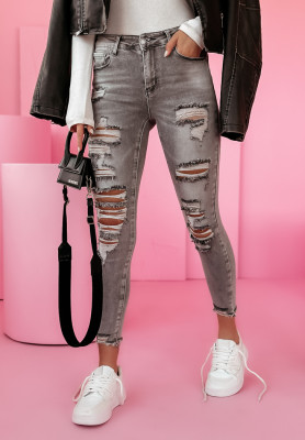 Skinny džínsy s odreninami Laraine sivé