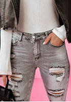 Nohavice džínosové skinny z przetarciami Laraine sivé