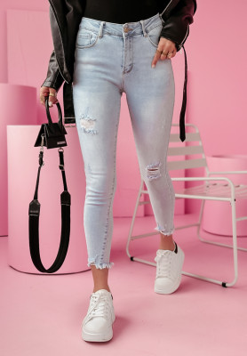 Skinny džínsy s odreninami Classic Cuts svetlomodré
