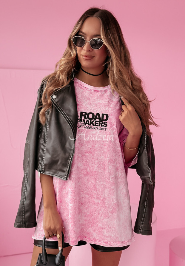 Dlhé tričko s potlačou The Road Makers ružový