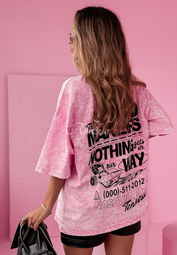 Dlhé tričko s potlačou The Road Makers ružový